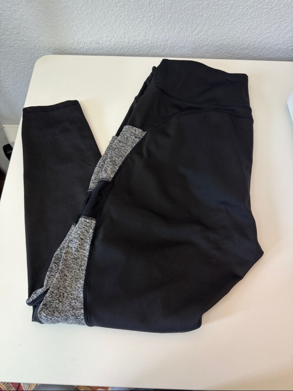 Black Leggings with Heather Gray Side Panels